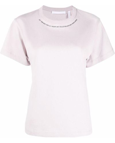 Helmut Lang T-shirt à encolure imprimée - Rose