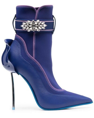 Le Silla Stiefeletten mit Kristallen 120mm - Blau