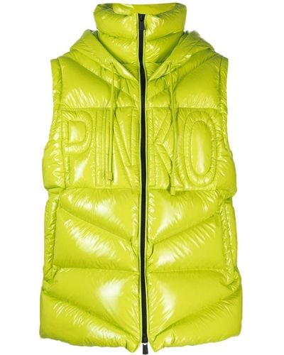 Pinko Quilted Hooded Gilet - Yellow