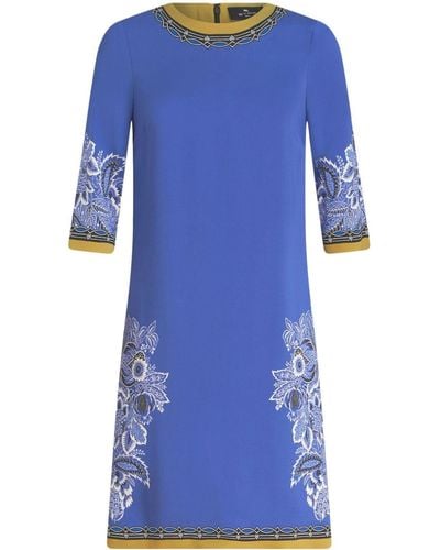 Etro Kleid mit Blumen-Print - Blau