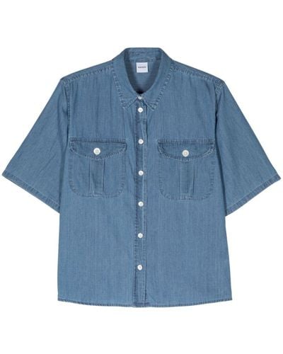 Aspesi Spread-collar Chambray Shirt - Blue