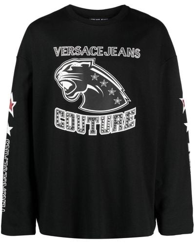 Versace Jeans Couture Langarmshirt mit Logo-Print - Schwarz