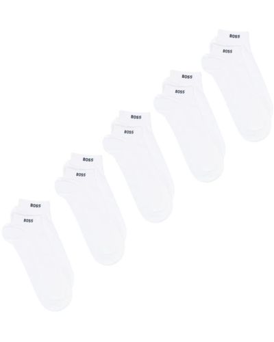 BOSS Logo-jacquard Socks (pack Of Five) - White