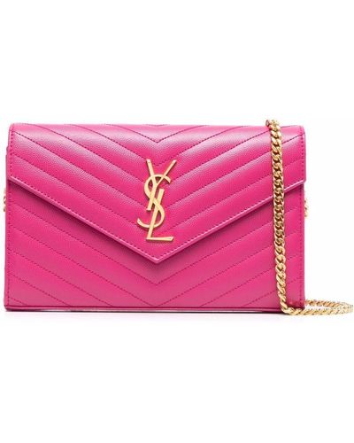 Saint Laurent Monogram Wallet-on-chain - Pink