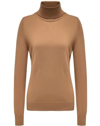 12 STOREEZ Merino Wool Roll-neck Sweater - Brown
