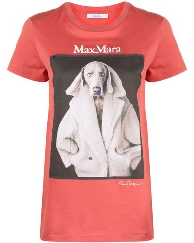 Max Mara T-Shirt mit grafischem Print - Rot
