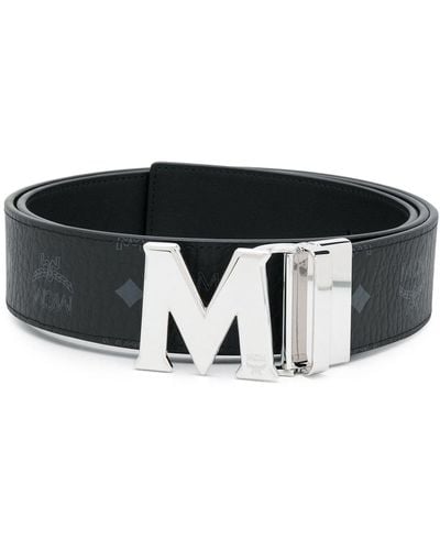 MCM Logo-print Branded-buckle Belt - Black