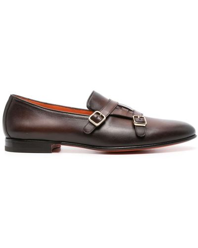 Santoni Chaussures Carlos en cuir à boucles - Marron