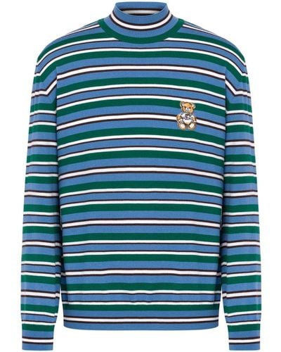 Moschino Striped Virgin-wool Sweater - Blue