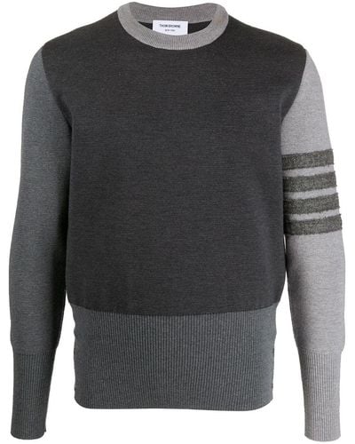 Thom Browne 4-bar Fun Mix Shetland Wool Sweater - Gray