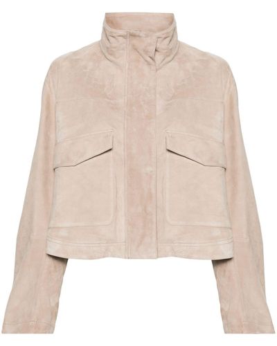 Arma Hannover Suede Cropped Jacket - Natural