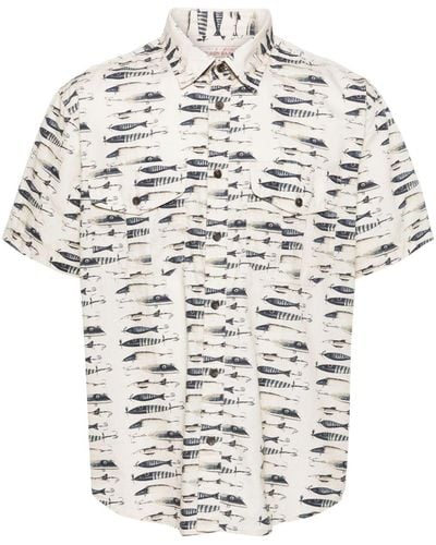 Filson Hemd mit Fisch-Print - Weiß