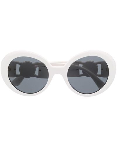 Versace Runde Oversized-Sonnenbrille - Weiß