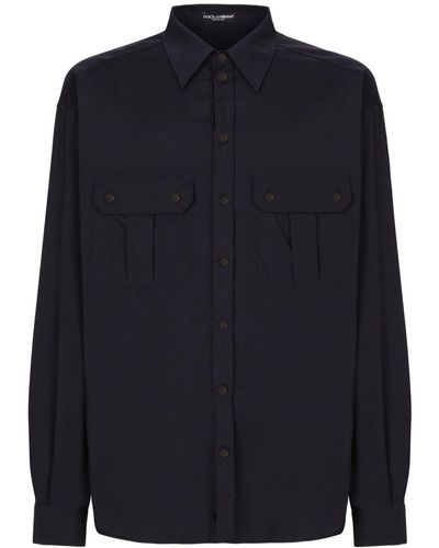 Dolce & Gabbana Button-down Overhemd Met Geplooid Detail - Blauw