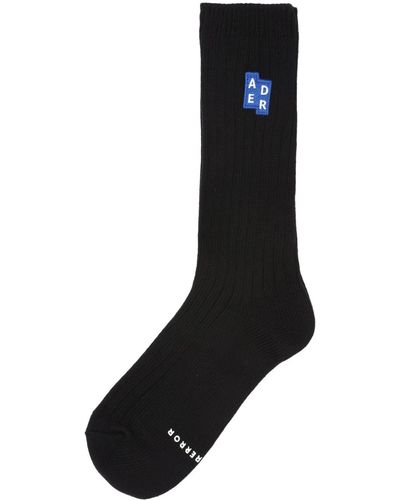 Adererror Trs Tag Ribbed Calf Socks - Black