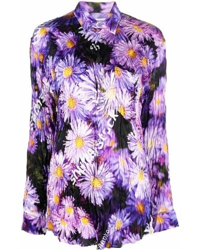 Balenciaga Camisa con estampado floral - Morado