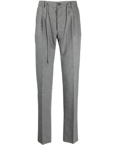 Moorer Drawstring-waist Cropped Pants - Gray