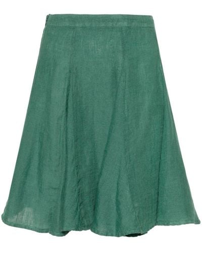 120% Lino A-line Linen Miniskirt - Green