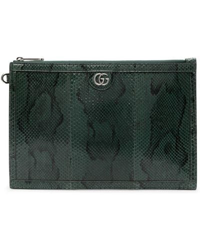 Gucci Snakeskin-efffect Clutch Bag - Green