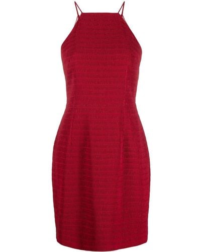 Emilia Wickstead Halterneck Smocked Satin Mini Dress - Red