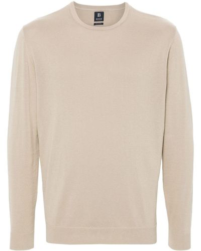 BOGGI Fine-ribbed Cotton Sweater - Natural