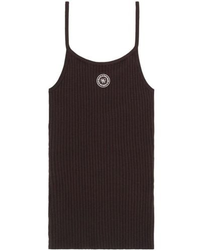 Sporty & Rich Logo-patch Ribbed Tank Top - Brown