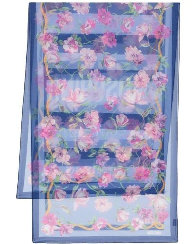 Moschino Floral-print Silk Scarf - Blue