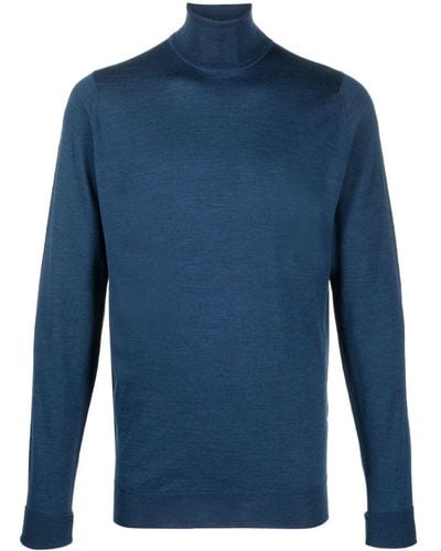 John Smedley Richards Roll-neck Wool Sweater - Blue