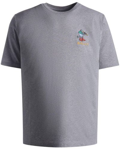 Bally Logo-embroidered Cotton T-shirt - Gray