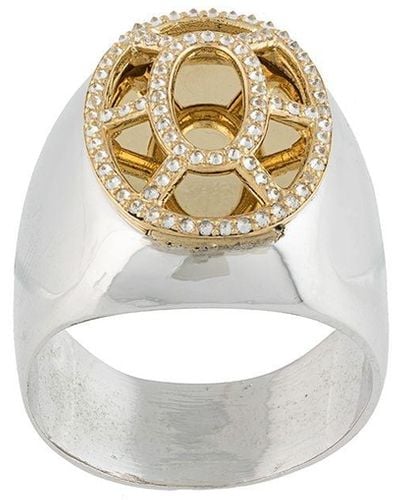 DALILA BARKACHE 18kt Yellow Gold And Sterling Silver Caged Diamond Ring - White