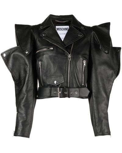 Moschino Asymmetric-sleeve Cropped Jacket - Black