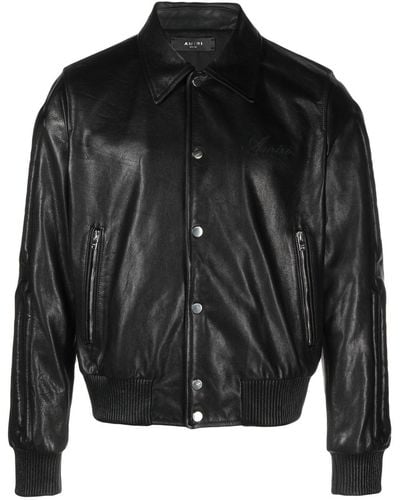 Amiri Bones Embossed Leather Jacket - Black