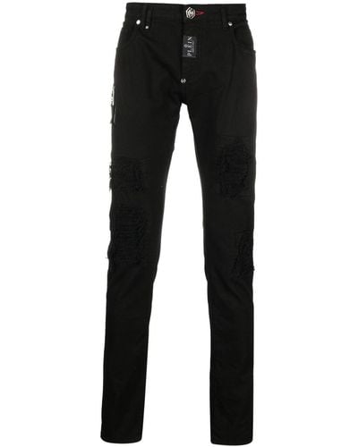 Philipp Plein Jeans Rock Star con effetto vissuto - Nero