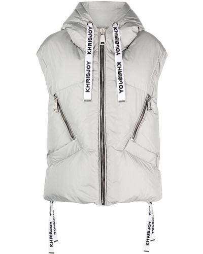 Khrisjoy Puff Iconic Quilted Hooded Gilet - Grey