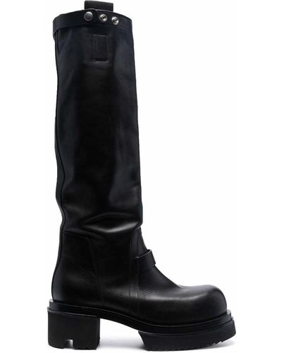 Rick Owens Knee-high Leather Boots - Black