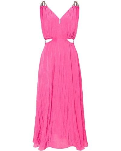 Maje Crinkled-taffeta Maxi Dress - Pink