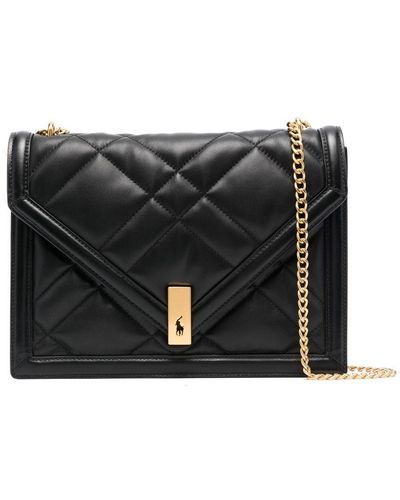 Polo Ralph Lauren Matelassé-effect Leather Crossbody Bag - Black