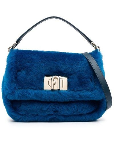 Furla Sheepskin Logo-detail Tote Bag - Blue