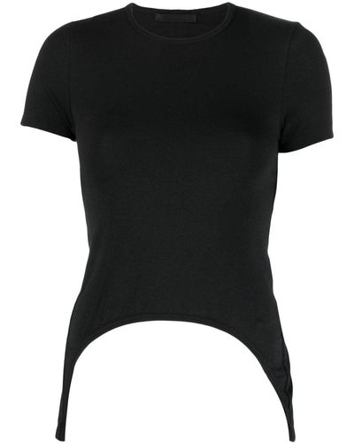 Helmut Lang Curved-hem Cut-out T-shirt - Black