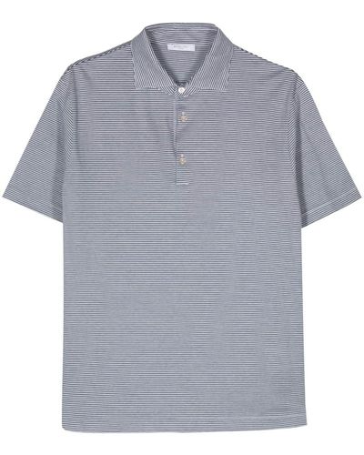 Boglioli Striped Cotton Polo Shirt - ブルー