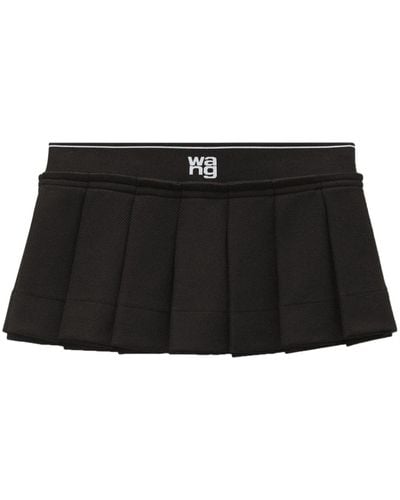 Alexander Wang Logo-waistband Pleated Mini Skirt - Black