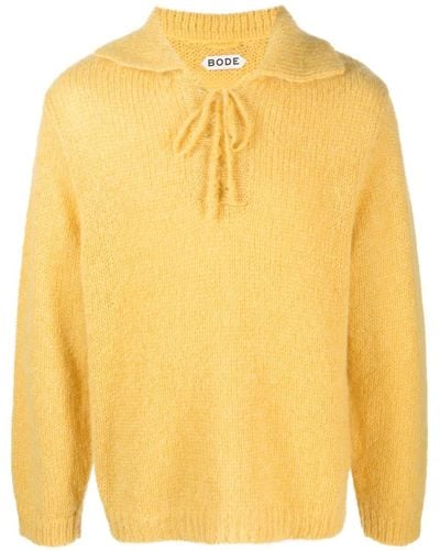 Bode Alpine Lace-up Jumper - Yellow