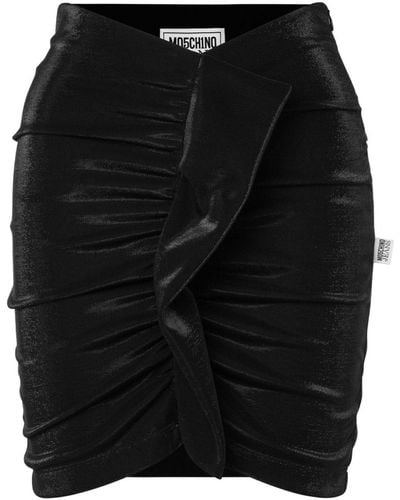 Moschino Jeans Asymmetric Ruched Miniskirt - Black