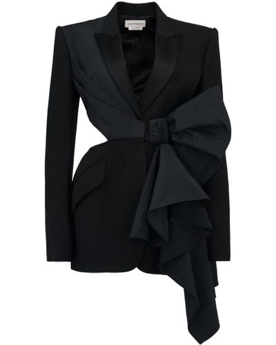 Alexander McQueen Slashed Bow-embellished Blazer - Black