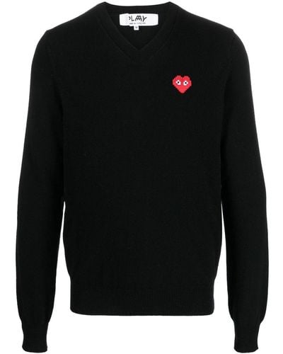 COMME DES GARÇONS PLAY V-neck Wool Sweater - Black