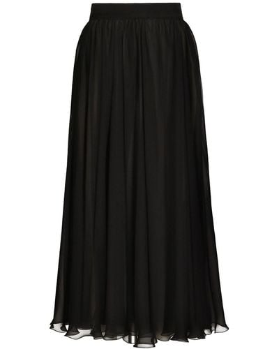 Dolce & Gabbana High-Waisted Chiffon Circle Skirt - Black