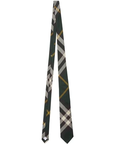 Burberry Cravate en soie à carreaux - Vert