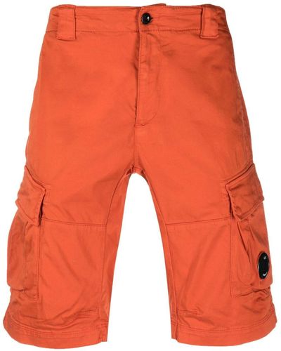C.P. Company Lens-detail Garment-dyed Cargo Shorts - Orange