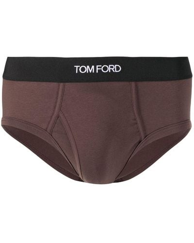 Tom Ford Logo-waistband Boxers - Brown