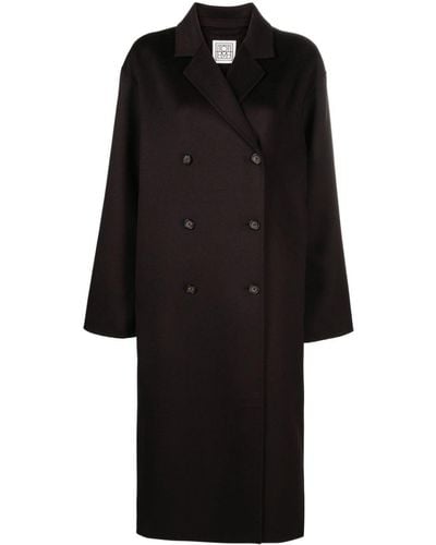 Totême Signature Double-breasted Wool Coat - Black